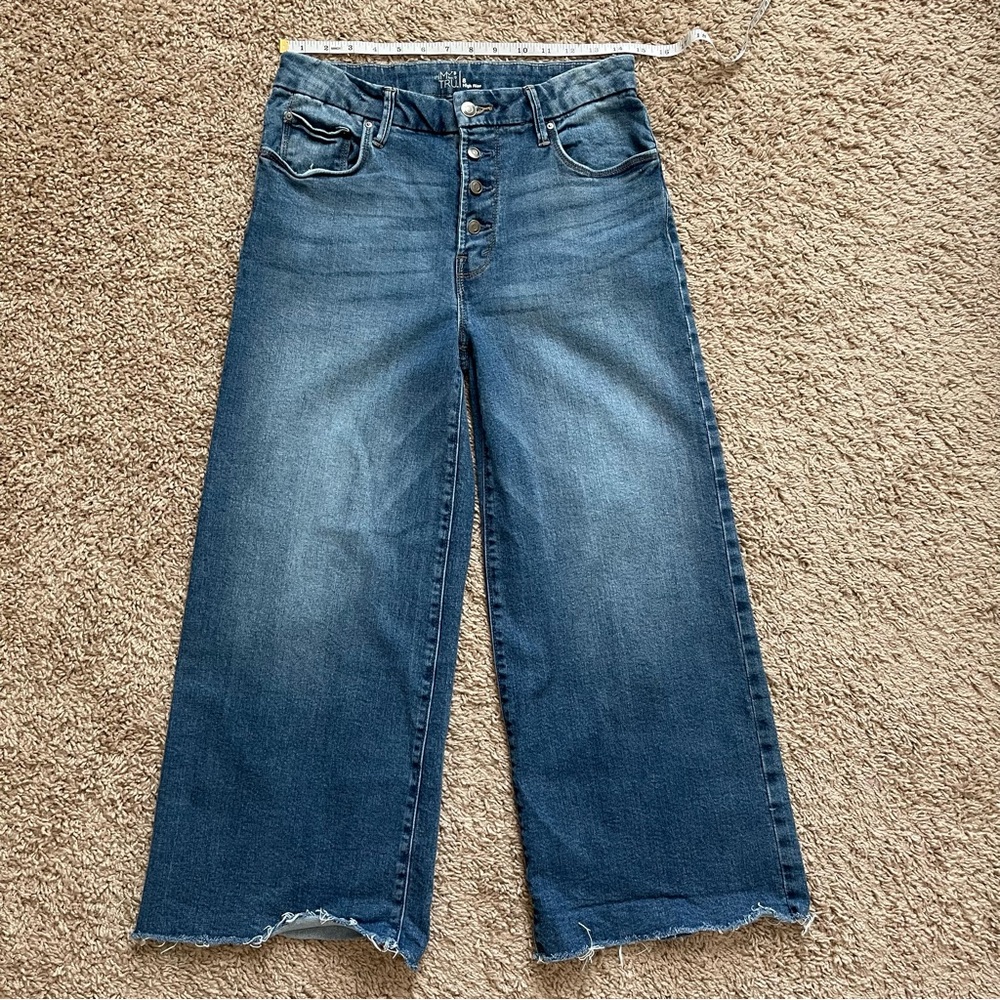 High rise cropped wide leg jeans